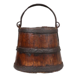 French Handmade Wooden Bucket, 18th Century For Sale