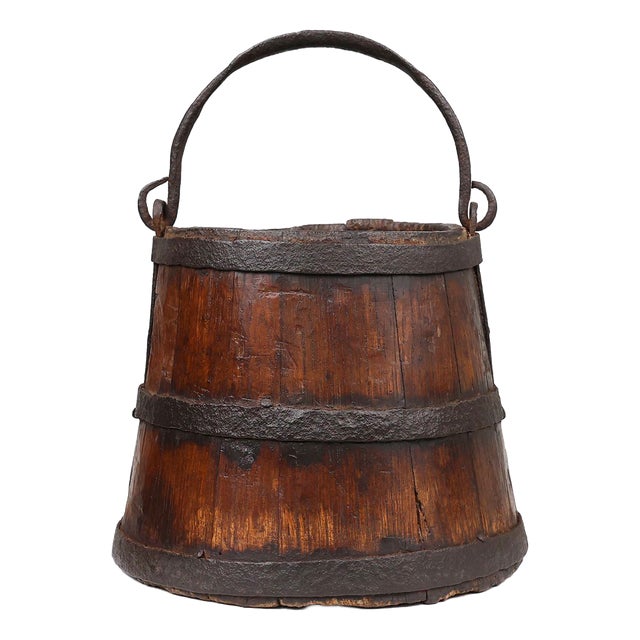 French Handmade Wooden Bucket, 18th Century For Sale