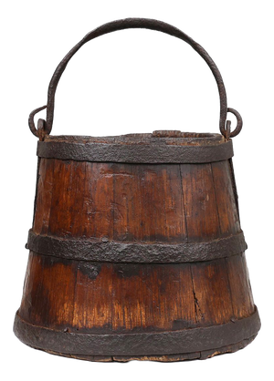 French Handmade Wooden Bucket, 18th Century