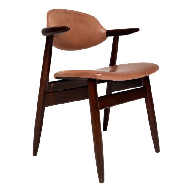 Brown Leather Cowhorn Chair, 1970s For Sale