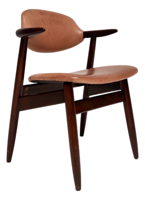 Brown Leather Cowhorn Chair, 1970s
