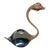 Late 20th Century Glass Swan With Blue Colored Water For Sale