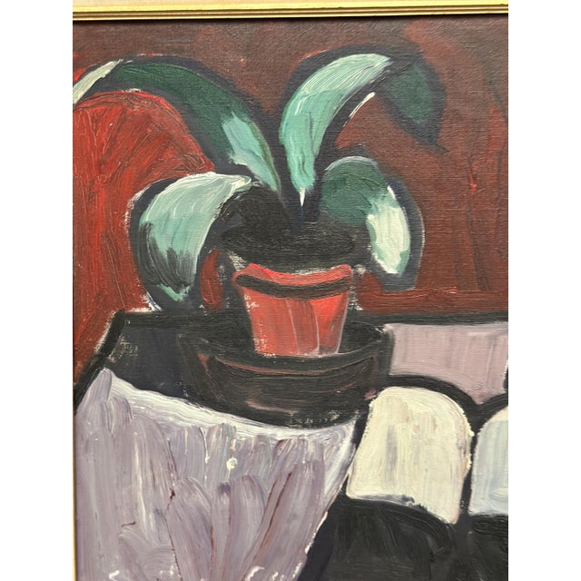 Evy Olesen, Pitcher and Plant, 1964, Oil Painting on Canvas, Framed For Sale - Image 13 of 17