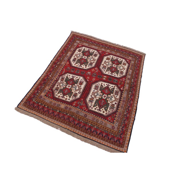 Shabby Chic Soumak Rust/Ivory Wool Rug - 6'2'' X 8'0'' For Sale - Image 4 of 10