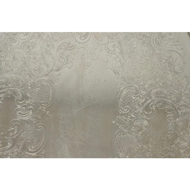 Metal Vintage Poole 400 Lancaster Rose Oval Silver Plated Bar Serving Platter Tray For Sale - Image 7 of 14