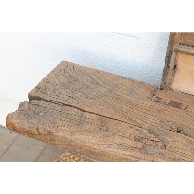18th Century Rare 18th Century Oxidized Elm Theater Bench For Sale - Image 5 of 17