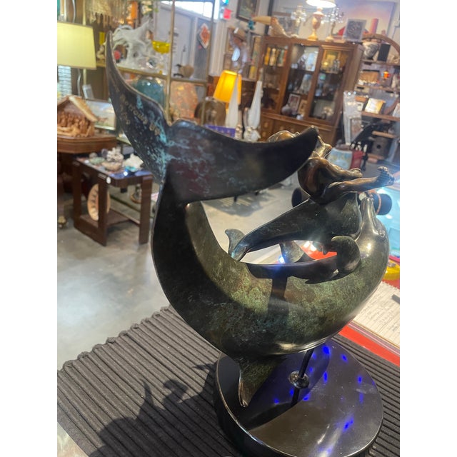 1980s Original Bronze Dolphin With Child by James Bottoms For Sale - Image 4 of 8