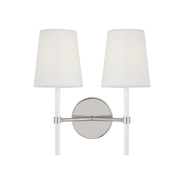 Kate Spade Kate Spade by Visual Comfort Studio Monroe Double Sconce, Polished Nickel For Sale - Image 4 of 4