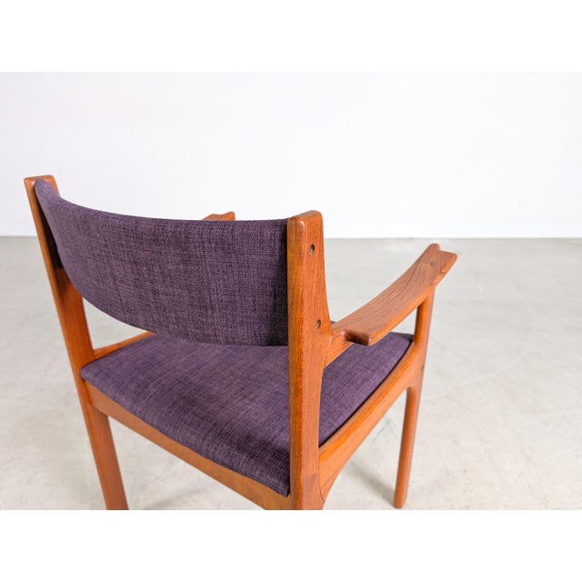 Brown Vintage Danish Teak Purple Armchair For Sale - Image 8 of 10