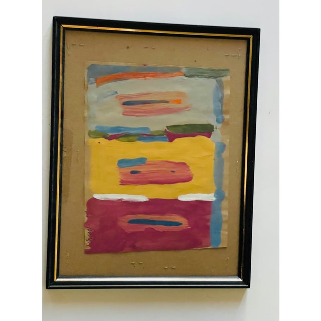 Red Abstract Mini Mixed Media Painting Signed For Sale - Image 8 of 10