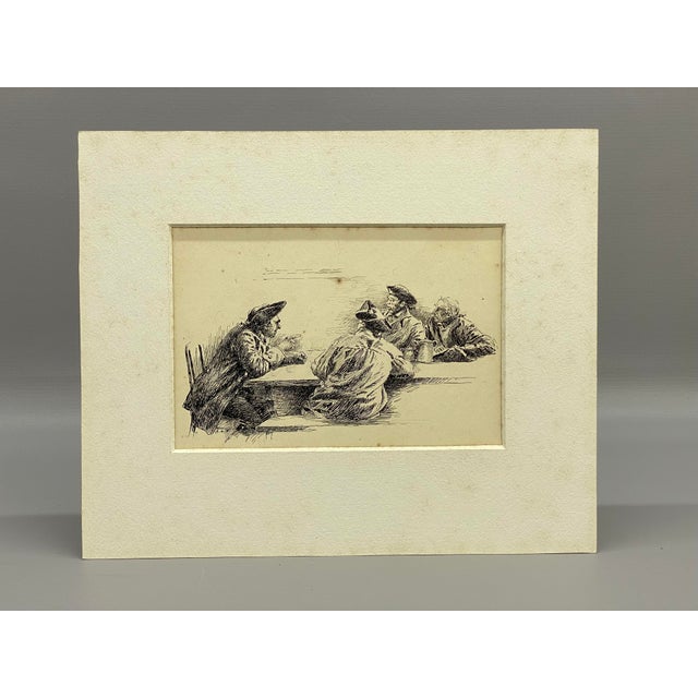 A small pen and ink rendering by the famed nautical and maritime artist, Anton Otto Fischer (Fisher) (1882-1962). Matted...