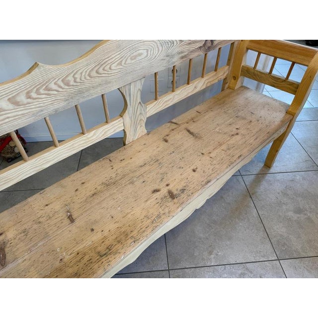 Wood Provincial Country-Style Bench in Softwood For Sale - Image 7 of 10