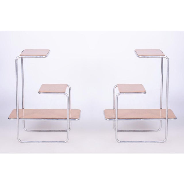 Bauhaus Étagères in Birch Wood attributed to Robert Slezák and Arnošt Beck, 1930s, Set of 2 For Sale - Image 12 of 15