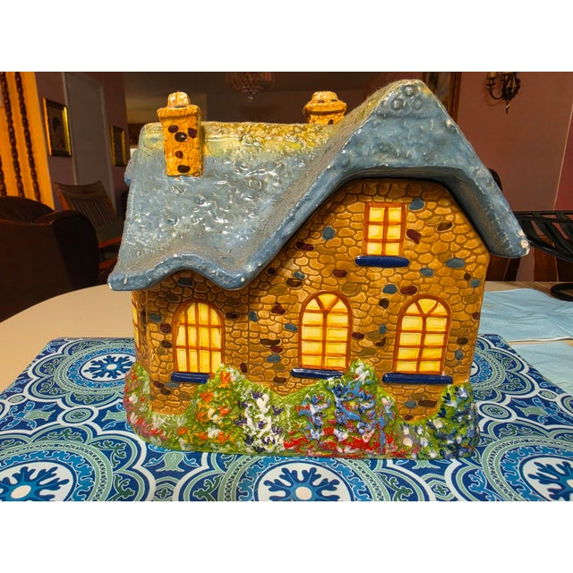 Vintage Christmas Gift Thomas Kinkade Cookie Jar Garden Cottage Village House For Sale - Image 4 of 5