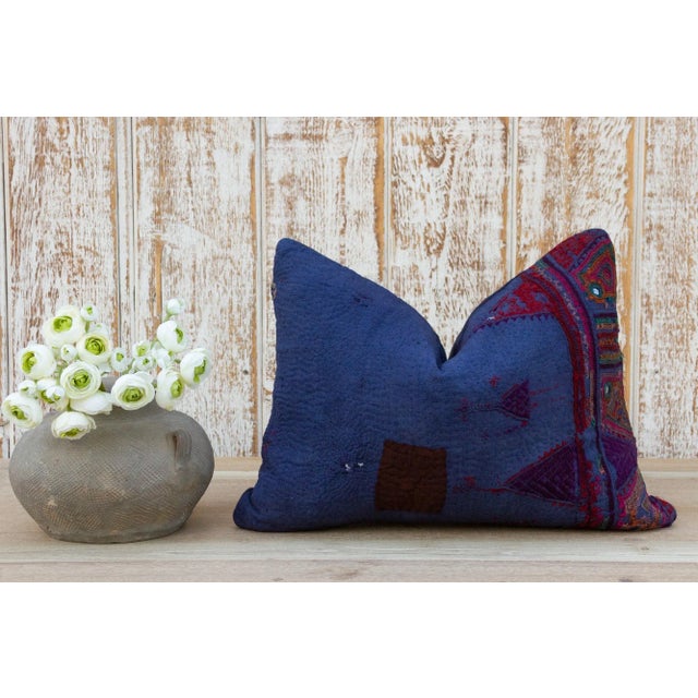 Beautiful antique Indigo pillow fashioned from an antique grain sack. This Indian throw pillow features intricate...