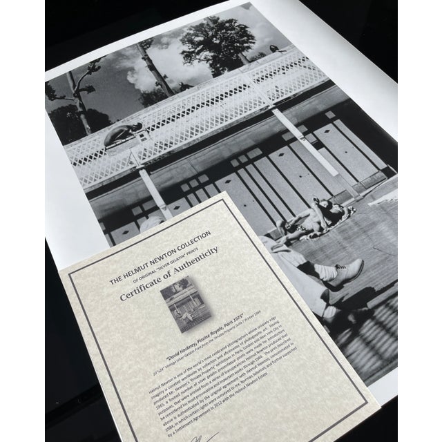 1970s "David Hockney, Piscine Royale, Paris 1975" Vintage Silver Gelatin Print by Helmut Newton For Sale - Image 5 of 7