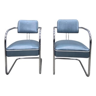 Mid 20th Century Art Deco Cantilever Chairs Newly Reupholstered - Pair For Sale