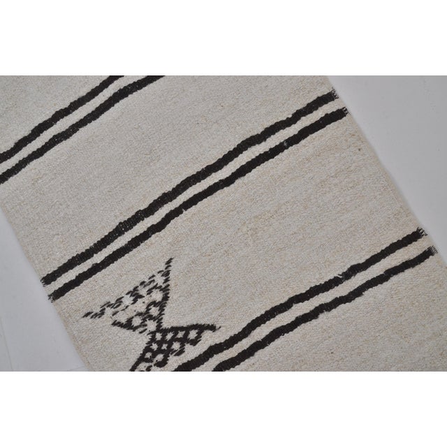 Textile Vintage Neatrul Stripe Kilim Runner For Sale - Image 7 of 10