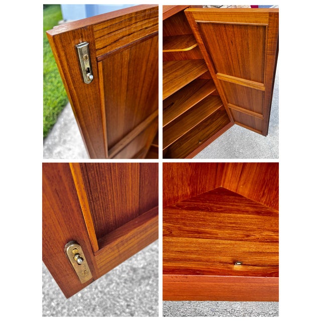 Mid Century Danish Modern Teak Corner Cabinet With Lock + Key | Vamo Sønderborg Møbelfabrik For Sale - Image 16 of 18