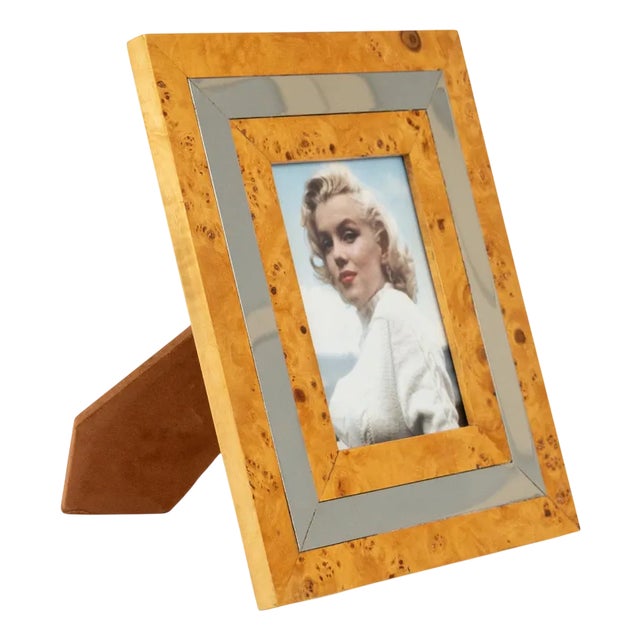 Mid-Century Picture Frame in Wood, Chrome & Glass, Italy 1960s For Sale