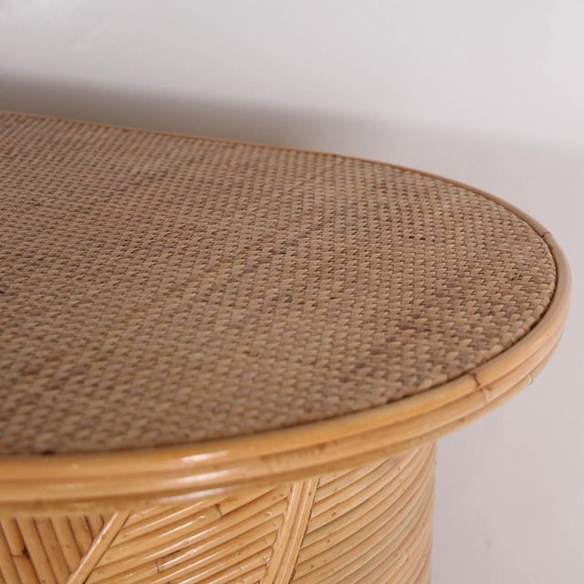 Light Yellow Leaf Rattan Console Table For Sale - Image 8 of 16