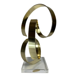 Late 20th Century Abstract Gold Aluminum Ribbon Sculpture by Dan Murphy For Sale