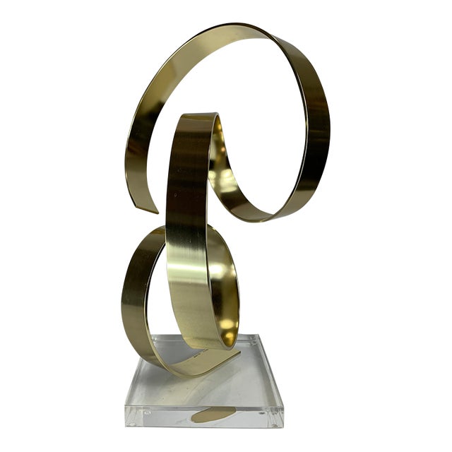 Late 20th Century Abstract Gold Aluminum Ribbon Sculpture by Dan Murphy For Sale