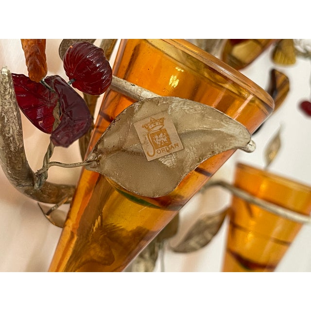 Italian Murano Glass and Florentine Tole Wall Sculpture by Jordan, 1950s For Sale - Image 4 of 15
