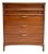 Mid-Century Walnut Highboy Dresser Attributed to Lane With Woven Basketweave Drawers For Sale
