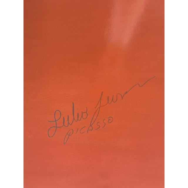 Mid-Century Modern Style High-Gloss Orange Lacquered Wood and Lucite Greek Key Coffee Table by Julio Jimenez For Sale - Image 11 of 17