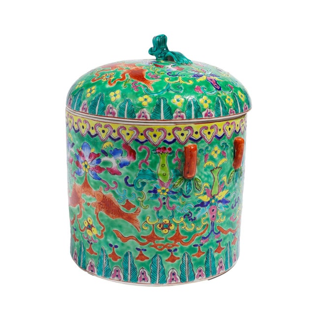 Chinese Porcelain Covered Storage Jar, C. 1870 For Sale In Chicago - Image 6 of 13
