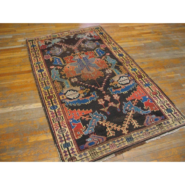 Persian 1870s Brown Large Scale Tribal Antique Persian Bakhtiari Rug 3'9" X 6'5 Handknotted Wool Carpet For Sale - Image 3 of 4