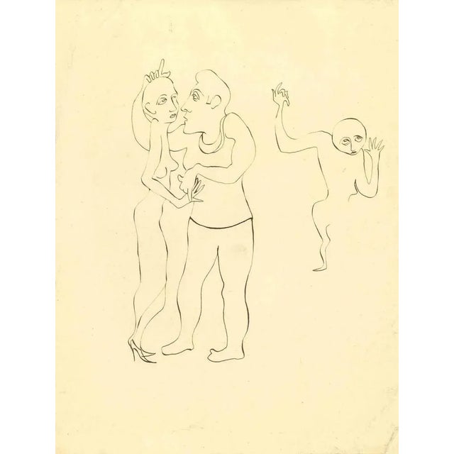 The Dance is an original Drawing in china ink on paper realized by Mino Maccari in mid 20th century. Good conditions with...