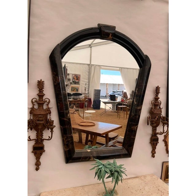 Large Rare Vintage Hollywood Regency Tessellated Horn Wall Mirror For Sale - Image 4 of 12