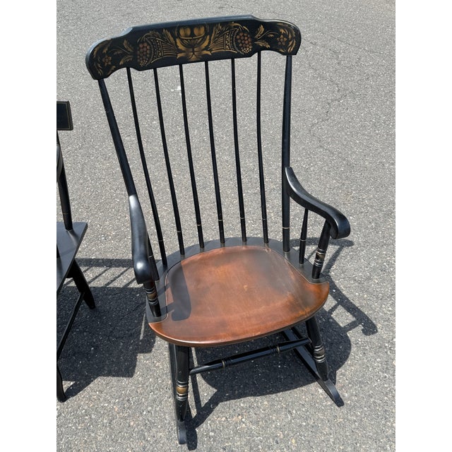 Traditional Hitchcock Classic Bench & Rocking Chair Set For Sale - Image 3 of 8