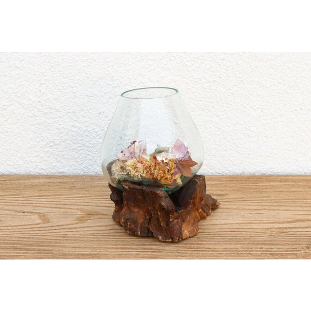 1990s Natural Teak Mouth-Blown Glass Bowl For Sale - Image 5 of 7