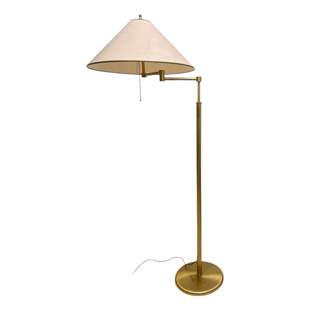 Adjustable Foldable Swing Arm Brass Floor Lamp from Holtkötter, 1970s For Sale
