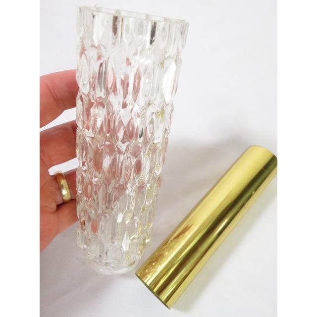 Brass Mid Century Brass & Glass Chandelier ~ Hanging Lamp ~ Sciolari Murano Style For Sale - Image 8 of 18