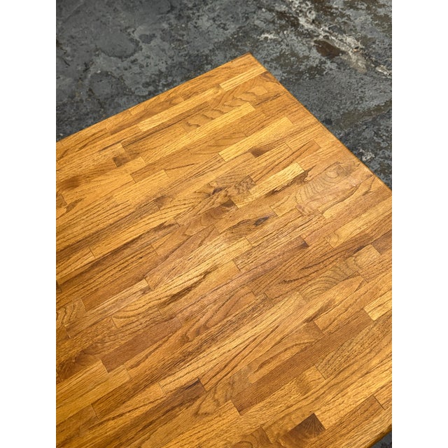 Wood Modernist Butcher-Block Oak Side Table, Vintage For Sale - Image 7 of 12