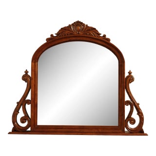 Victorian Style Carved Frame Large Over Mantel Mirror For Sale