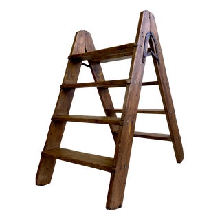 Pine-Wood Folding Step Ladder, the Netherlands, 1940s For Sale