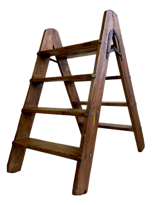 Pine-Wood Folding Step Ladder, the Netherlands, 1940s