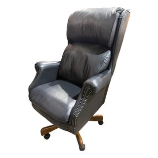 Hekman Attributed Leather Executive Office Chair For Sale