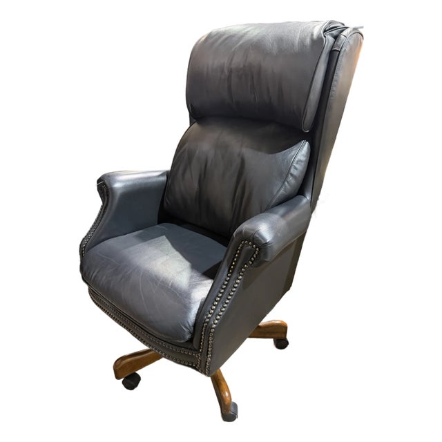 Hekman Attributed Leather Executive Office Chair For Sale