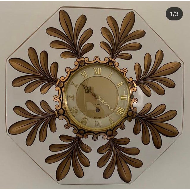 1960s Charleton Hand Painted 8 Day Wind Up Clock For Sale - Image 4 of 4