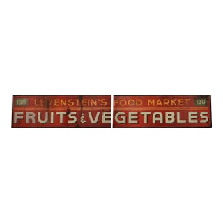 Newly Made Reclaimed Fruits & Vegetables Aluminum Marty Supreme Movie Prop Signs- Set of 2 For Sale