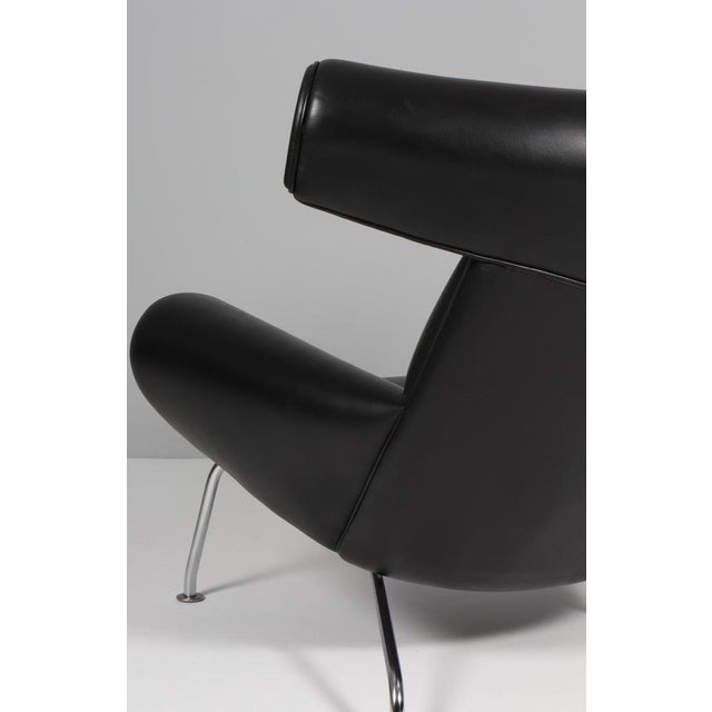 Vintage Ox Chair in Black Leather by Hans J. Wegner, 2010s For Sale - Image 10 of 11