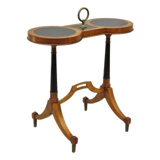 Vintage Weiman Heiroom French Empire Regency Style Black Leather Top Side Table For Sale