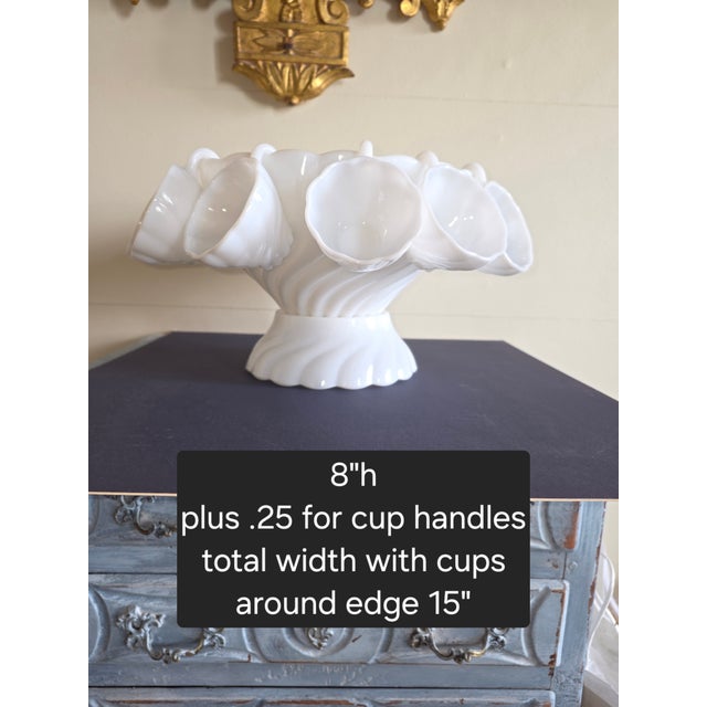 Milk Glass Swirl Pattern Punch Set For Sale - Image 10 of 16