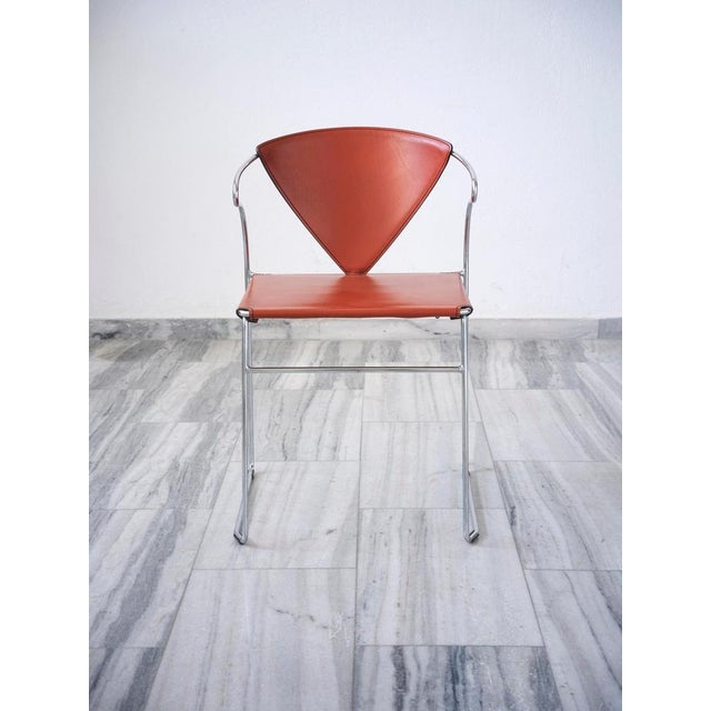 Vintage Chromed Steel and Leather Chairs, 1980s, Set of 4 For Sale - Image 4 of 11